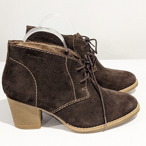 Tamaris olive green suede booties size 38 - Picture 7 of 12